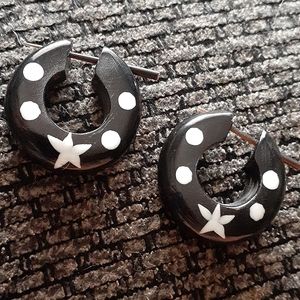 Handmade Black Wooden Post Earrings
